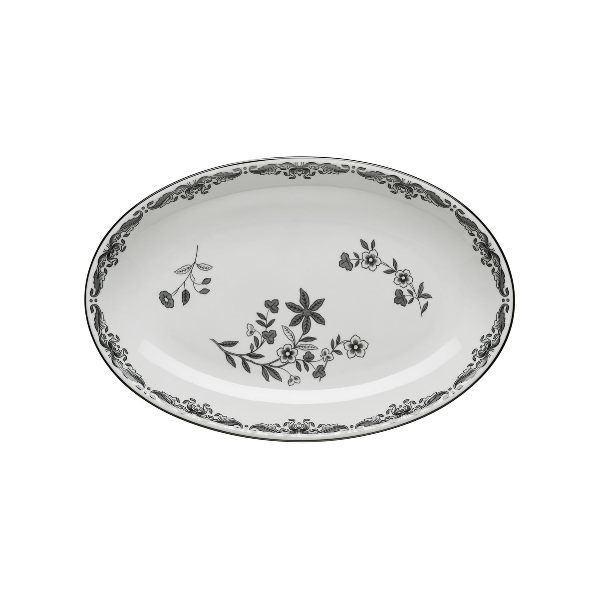 Ostindia Svart ovalt serveringsfat 33x22cm - Ostindia Svart oval serving dish 33x22cm