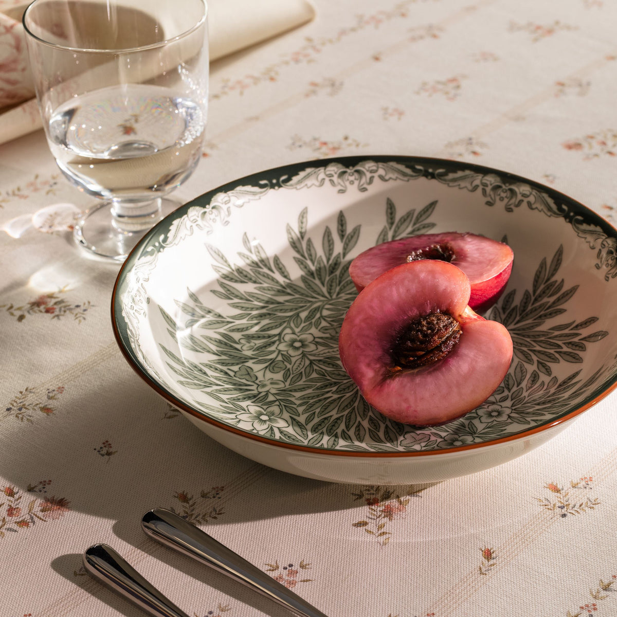 Ostindia Floris plate deep 22cm grön - Ostindia Floris plate deep 22cm green