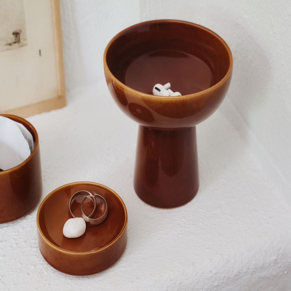 Kirnu lidded box 11x10cm glossy brown - Kirnu treasure jar 11x10cm glossy brown